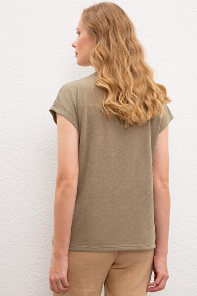 U.S. Polo Assn. Γυναικείο μπλουζάκι με λαιμόκοψη τύπου Khaki Crew