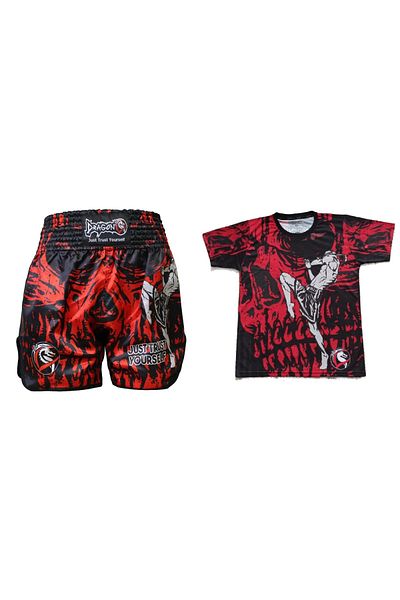 Dragondo Dragon Mt3012 Muay Thai Shorts and T-Shirt Set of 2 Muaythai Boxing Set