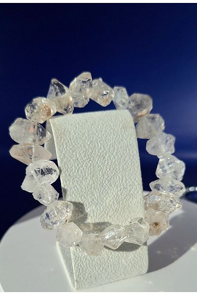 ERSOYDEMİRÖZDETAŞ Herkimer Quartz Double Pole Natural Stone Bracelet 10mm.