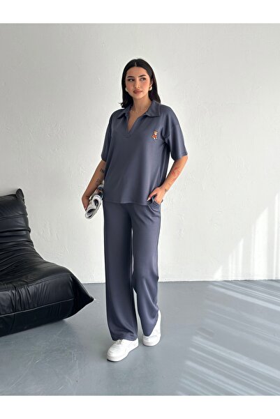 02Lady Fashion POLO YAKA AYICIK TEDDY MODAL KUMAŞ EŞOFMAN TAKIM