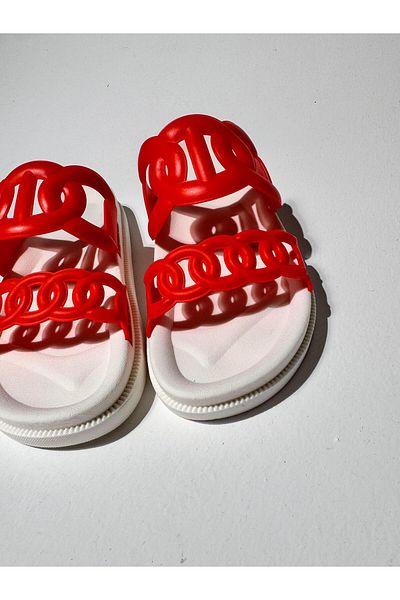Eataly Shoes Hero Red Double Striped Slippers