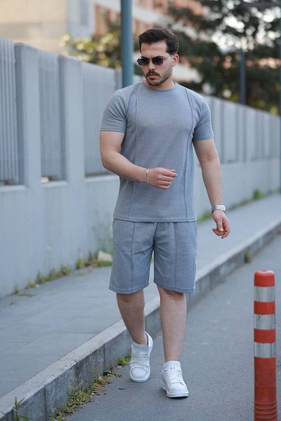 ROBERTO BORNOVA Men's Waffle Fabric Shorts T-Shirt Set - Comfortable and Stylish Casual Sports Combo