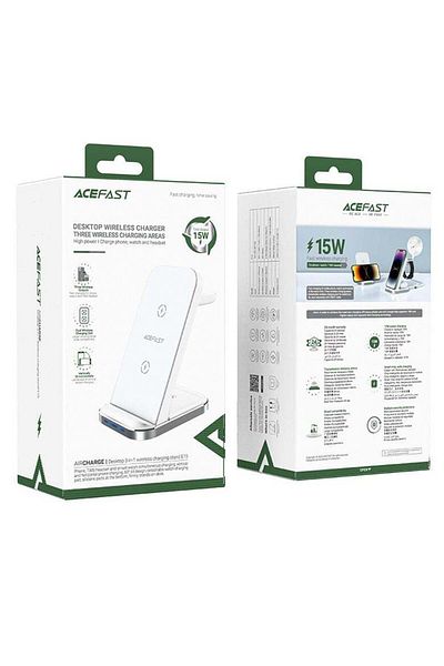 Acefast AceFast E15 Desktop Three-In-One Wireless Charging Stand - White