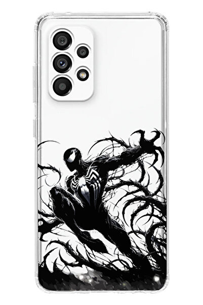 moonset Samsung Galaxy A32 Uyumlu Siyah Örümcek Tasarımlı Baskılı Şeffaf Tele...