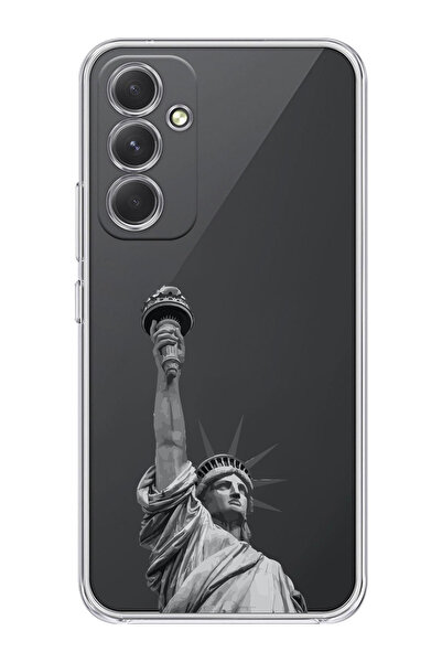 moonset Samsung Galaxy A55 Uyumlu Özgürlük Heykeli Tasarımlı Baskılı Şeffaf T...