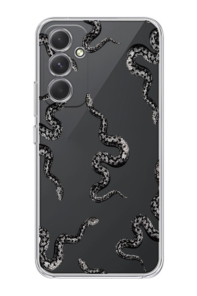 moonset Samsung Galaxy A54 Uyumlu Yılan Tasarımlı Baskılı Şeffaf Telefon Kılıfı