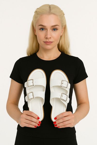 StWenn Summer Women's Double Buckle Comfortable Slippers Orthopedic Sandals Slippers for Beach and Daily Use