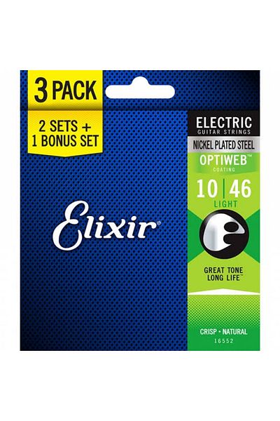 Elixir 16552 سلسلة جيتار كهربائي Optiweb Light مكونة من 3 قطع (10-46)