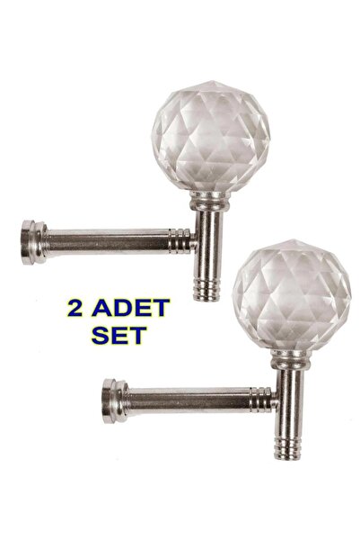 abnturk 2 Adet Kristal Topuz Perde Kancası 4cm Kesme Kristal Krom Renso Perde...