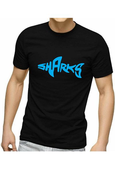 makiteks Μπλουζάκι με στάμπα Shark Ανδρικό μπλουζάκι Unisex Oversize Crew με στάμπα Λευκό μαύρο γκρι μπλουζάκι