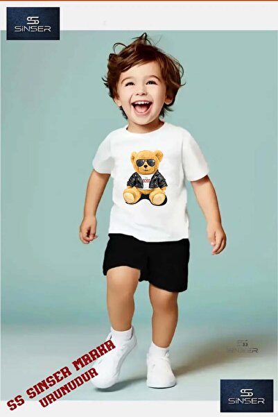 SS SİNSER Παιδικό μπλουζάκι με ιδιαίτερη στάμπα "BEAR BOSS GLASSES" με λαιμόκ...