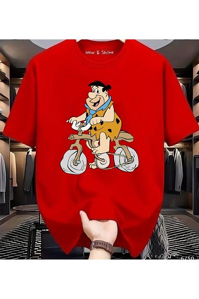 New Shine Fred Flintstone Printed Large Size Oversize T-Shirt