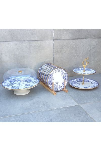 Pinkev 6-Person Cake Jar Cake Plate Tiered Cookie Set