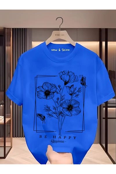 New Shine Μπλουζάκι με στάμπα Happiness Flower Oversize