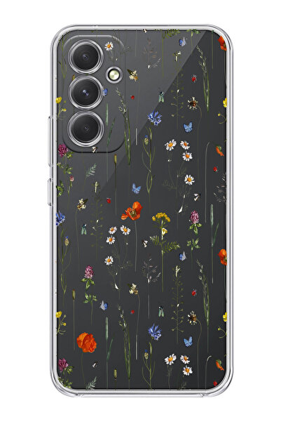 moonset Samsung Galaxy A04S Uyumlu Çiçekler Tasarımlı Baskılı Şeffaf Telefon ...