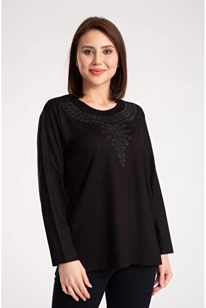 Kuraff Giyim Μητρική χτενισμένη βαμβακερή μπλούζα με μοτίβο γιακά μπορεί να π...