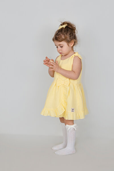 parpaly Sarı Çocuk Elbisesi