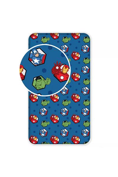 AVENGERS Fitted sheet, 100% cotton, 90x200 cm, Blue, Avengers