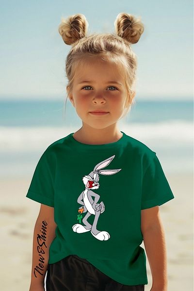 New Shine 1 tricou este un cadou pentru achiziții de 6 și mai sus în coș - Tricou pentru copii oversize imprimat Bugs Bunny