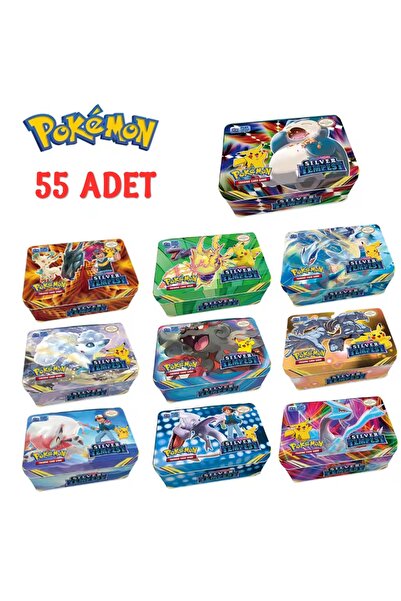 NB market Pokemon kart 55 adet silver tempest ve crown zenith metal kutulu po...