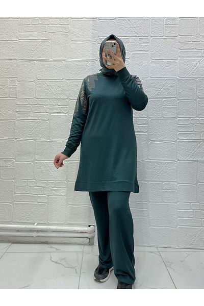 Zeynep Butik Modal Fabric Shoulder Stones Trousers Double Suit 1739