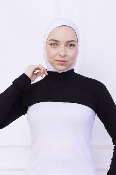 Loggia Γυναικείο κορμάκι Hijab Crop Bolero με ζιβάγκο μαύρο - Lycra Stand Collar