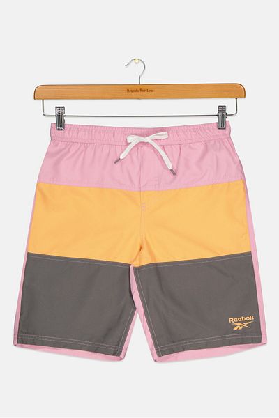 Reebok Kids Boy Brand Logo Swimwear Board Shorts, Pink