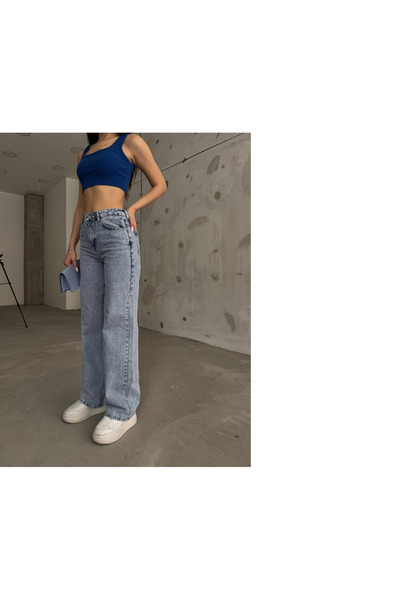 Fibula Palazzo Jeans Trousers with High Waist