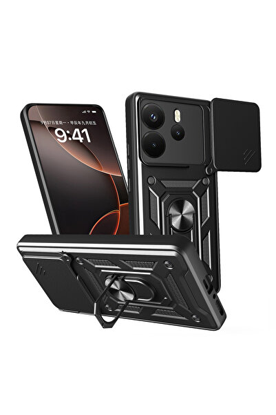 ZM STORE غطاء حماية متوافق مع هاتف شاومي ريدمي نوت 14 الجيل الرابع مع حامل مغ...