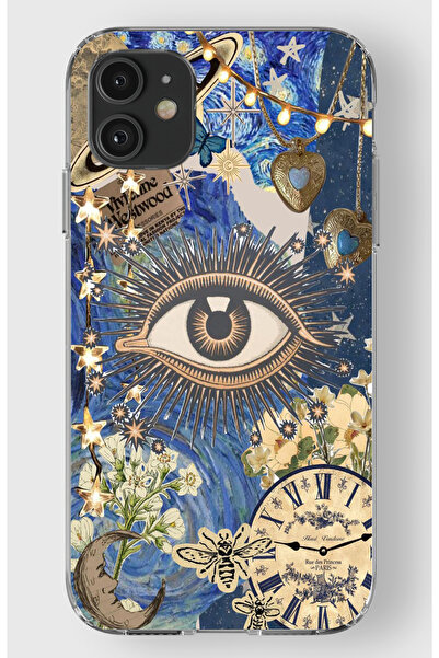 moonset Iphone 11 Uyumlu Göz Tasarımlı Baskılı Şeffaf Telefon Kılıfı