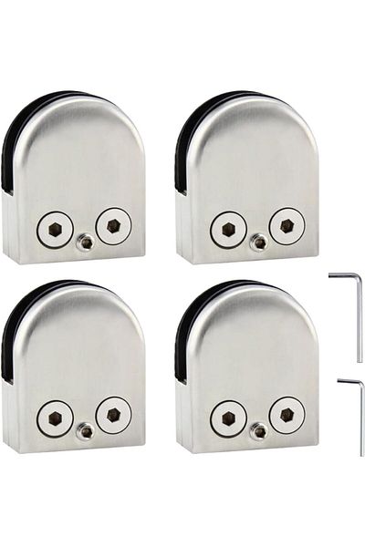 discoball 4 x (8-10mm) 304 Stainless Steel Glass Clamps Clip for Stair Window (4-pack) - Upgraded