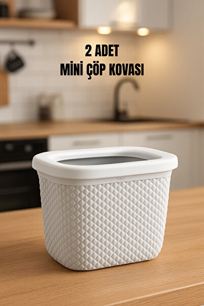 Melkan Home Masa Üstü Çöp Kutusu, Damla Desen Tezgah Üstü Çöp Kovası Mini Çöp...
