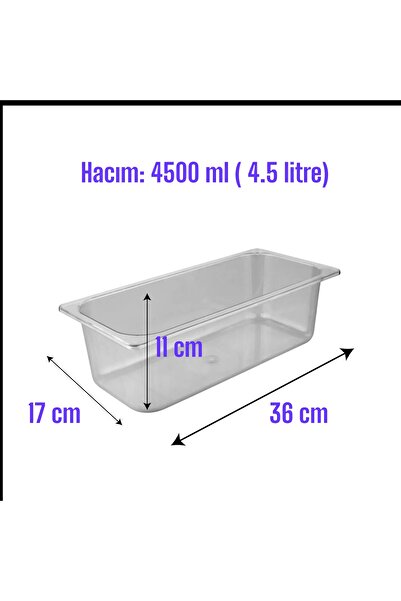 GastroPlast 1 ADET 4500 ML ( 4.5 LİTRE ) POLİKARBON PLASTİK DONDURMA KÜVETİ