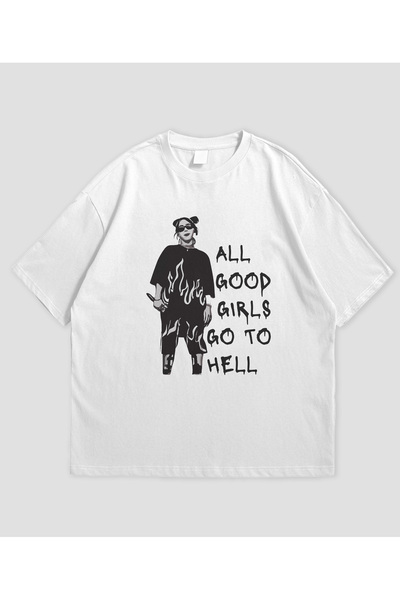 SVART WEAR Billie Eilish - Tricou oversize unisex cu design All Good Girls Go to Hell