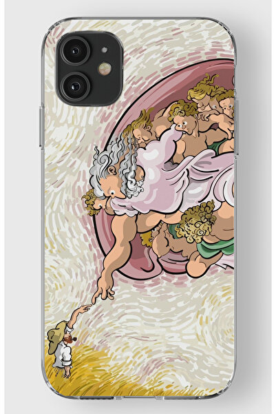 moonset Iphone 11 Uyumlu Van Gogh Tasarımlı Baskılı Şeffaf Telefon Kılıfı