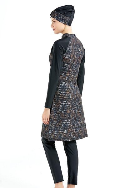 C&City Vollständig bedeckter 4-teiliger Hijab-Badeanzug C14026 Mehrfarbig/Schwarz