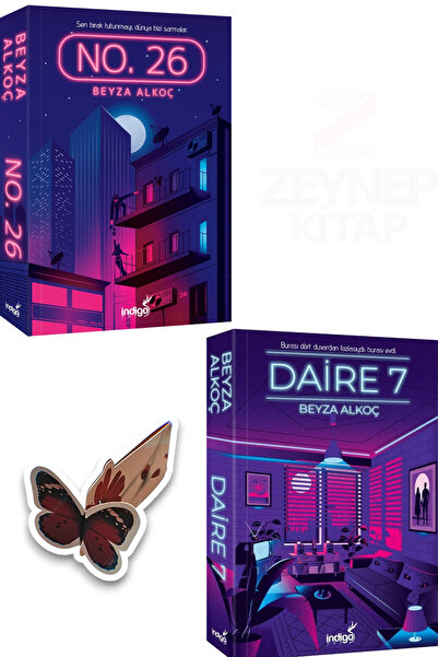 İndigo Kitap Daire7 ve No26(KARTON KAPAK)Özel Tasarım Kelebek Ayraç Hediye