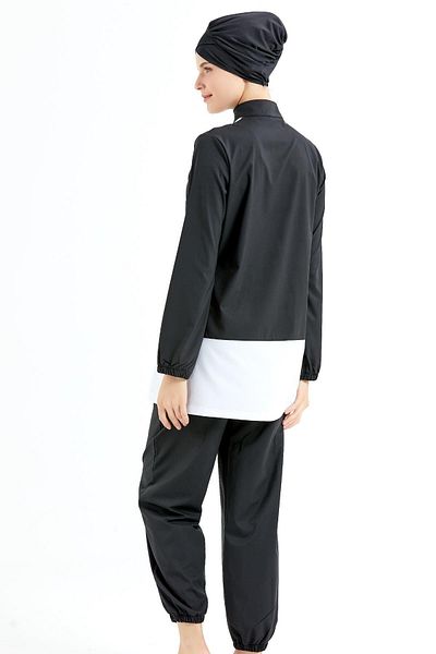 C&City Ολόσωμο μαγιό 4 τεμαχίων Hijab 4130 Μαύρο/άσπρο