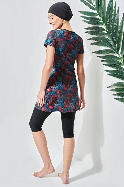 C&City Κοντομάνικο καλσόν Ημίκλειστο μαγιό Hijab C13091 Μαύρο