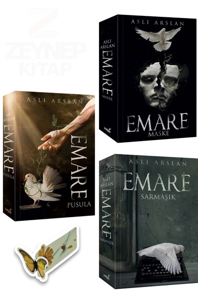 İndigo Kitap Emare(Maske/Sarmaşık/Pusula)(KARTON KAPAK)Özel Tasarım Kelebek Ayraç Hediye