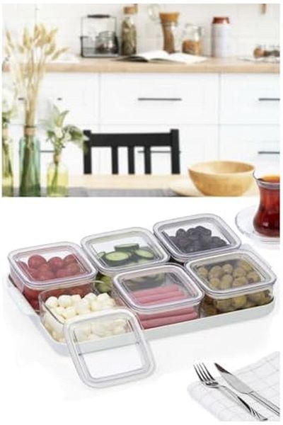 DERİK Htsp Breakfast Storage Container 0.25 ml Vacuum Lid 6 Pack Food Dry Food Storage Container (Nks154