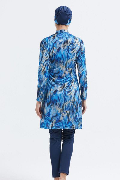 C&City Vollständig bedeckter dreiteiliger Hijab-Badeanzug C11003 Marineblau