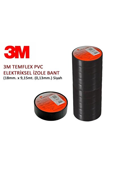 3M Izole Bant - Elektrik Bandı - Siyah Bant - Tesisat Bantı - 10 Adet