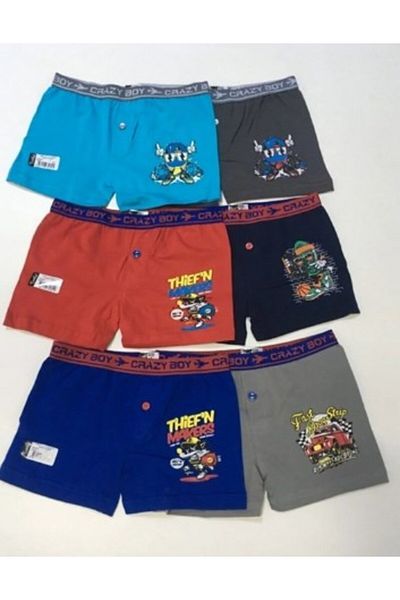 Tutku 12 Pack Boy's Elastane Printed Boxer Combination 0253-12