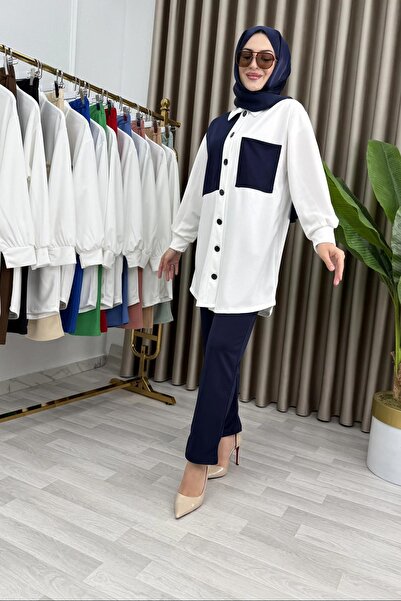 Mercan Part Detail Scuba Crepe Fabric Set of 2