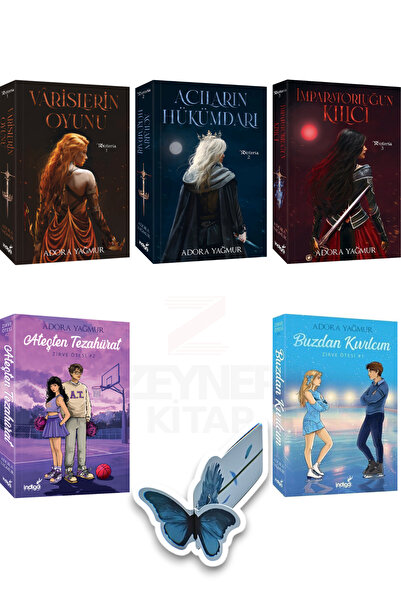 İndigo Kitap Adora Yağmur 5 Kitap Set(Karton Kapak)Özel Tasarım Kelebek Ayraç...