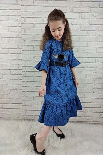 Mnk Vintage Push Girls' Dress Mnk0299 Blue