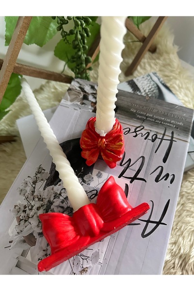 evdeki atölyem 2’li Büyük &küçük Fiyonk Mumluk El Yapımı [12x5.5 Cm Boyutunda]