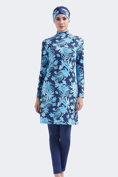 C&City Vollständig bedeckter Hijab-Badeanzug C12000 Marineblau/Blau