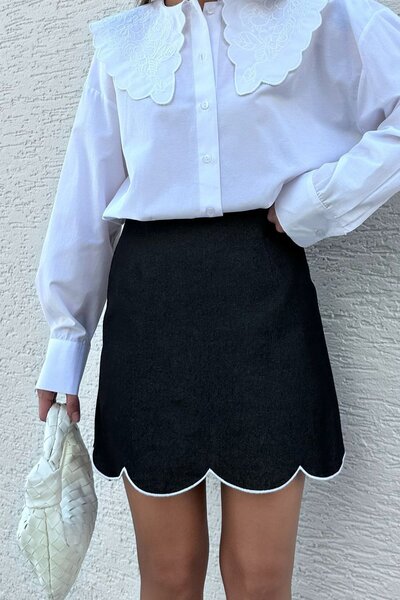 Modamesta Jane Lazer Kesim Detaylı Mini Etek